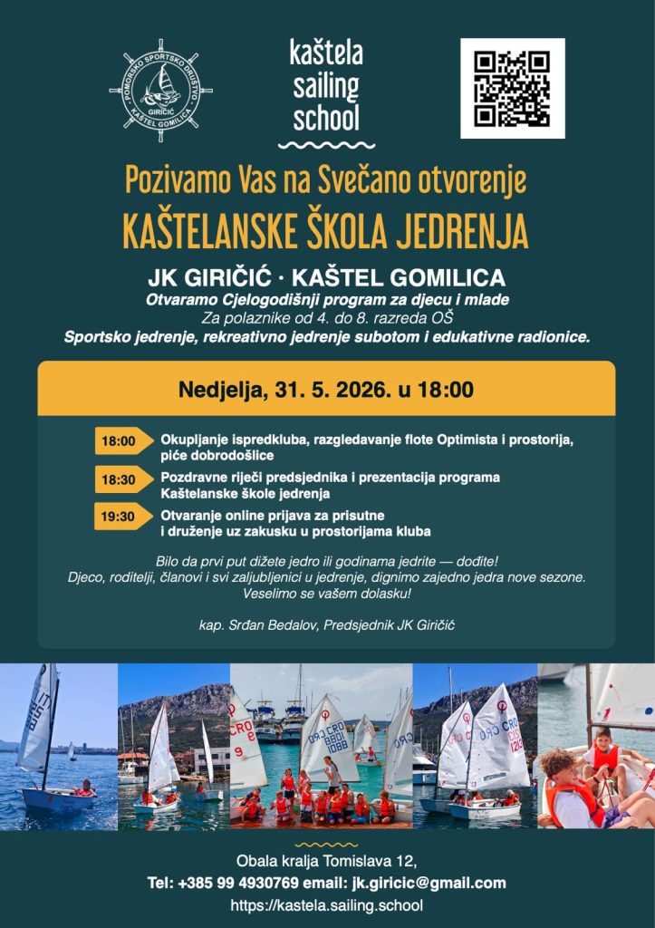 Dođite, upoznajte klub, dignite jedra s nama i prijavite dijete za ljetni program početničkih škola jedrenja i cijelu godinu aktivnosti.